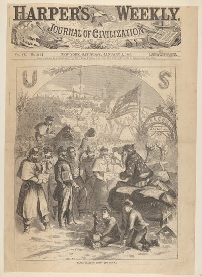 Père Noël au camp de Harpers Weekly - Thomas Nast
