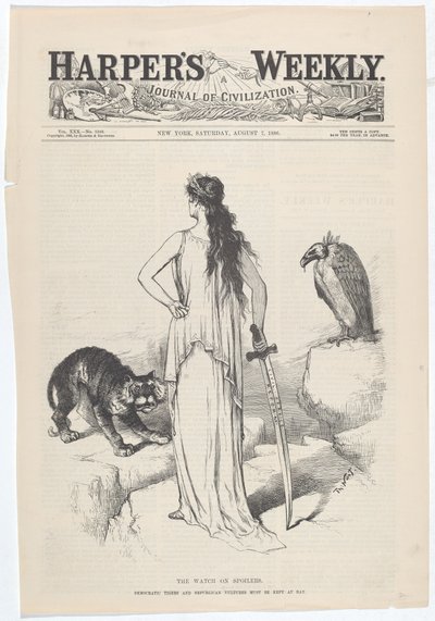 La surveillance des spoilers. Les tigres démocratiques et les vautours républicains doivent être tenus à distance. - Thomas Nast