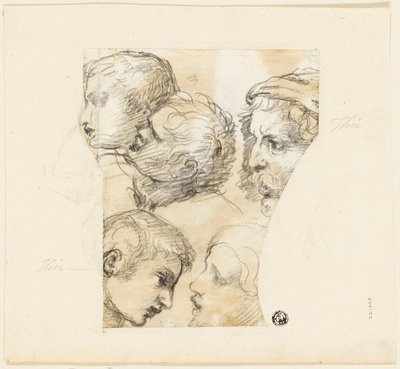 Esquisses de têtes masculines (recto) ; deux vieilles femmes (verso) - Thomas Patch