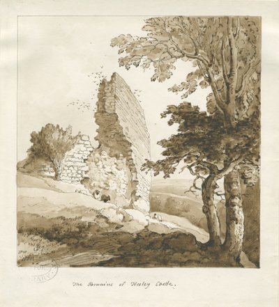 Audley - Château de Heeley: dessin sépia - Thomas Peploe Wood