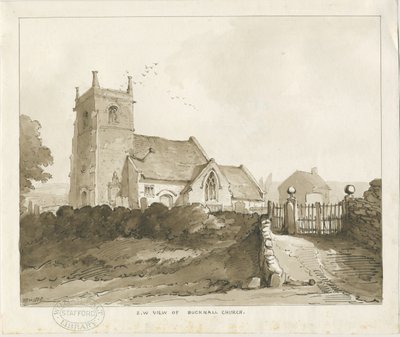 Église de Bucknall : dessin à la sépia - Thomas Peploe Wood