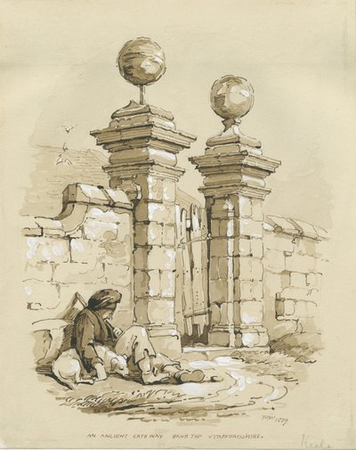 Colwich - Ancienne Porte à Bank Top (dessin sépia) - Thomas Peploe Wood