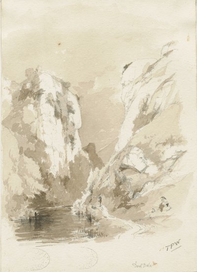 Dovedale - paysage: dessin au crayon et au lavis, nd [1817-1845] - Thomas Peploe Wood