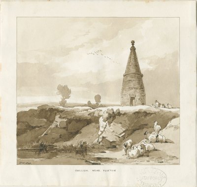Forton - Obélisque : dessin au lavis - Thomas Peploe Wood