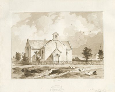 Église de Gentleshaw : dessin sépia - Thomas Peploe Wood