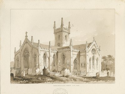 Église de Handsworth (dessin sépia) - Thomas Peploe Wood