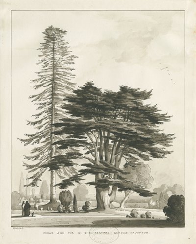 Presbytère de Haughton: dessin au lavis sépia - Thomas Peploe Wood
