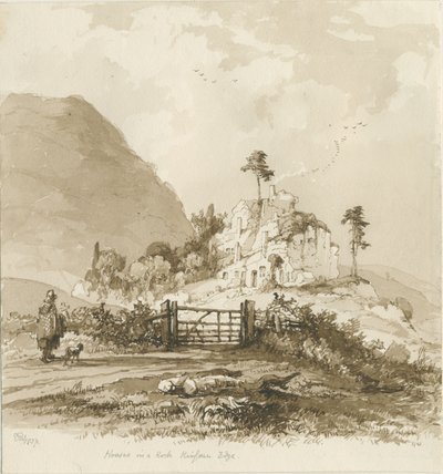 Kinver Edge : dessin sépia, 1837 - Thomas Peploe Wood