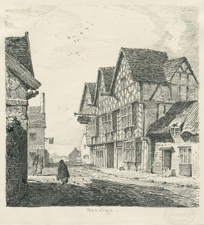 Penkridge Town - Vieille Maison (dessin à la plume et encre) - Thomas Peploe Wood