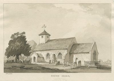Église de Ranton : dessin à la sépia - Thomas Peploe Wood