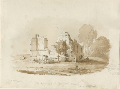 Stafford - Chapelle Creswell : dessin à la sépia (vignetté) - Thomas Peploe Wood