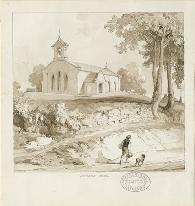 Stafford - Chapelle Whitgreave : dessin à la sépia, nd [c 1838] - Thomas Peploe Wood