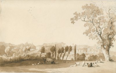 Tettenhall - Vue lointaine du sud-est: dessin au crayon et lavis, 30 août 1837 - Thomas Peploe Wood