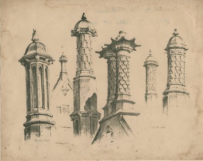 Thickbroom Hall ["Manley Hall"] - Pinacles et cheminées - Thomas Peploe Wood