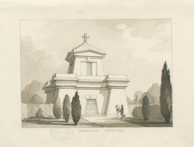 Trentham - Le Mausolée : dessin à la plume et au lavis, nd [?1838] - Thomas Peploe Wood