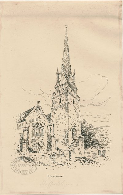 Église de Wombourne : zincographie, nd [milieu du 19e siècle] - Thomas Peploe Wood