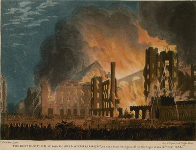 La destruction des deux Chambres du Parlement vue depuis Abingdon Street - Thomas Picken