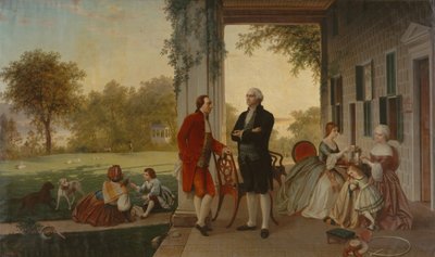 Washington et Lafayette à Mount Vernon, 1784 La maison de Washington après la guerre, 1859 - Thomas Pritchard Rossiter