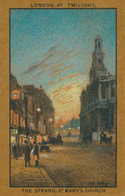 Londres au crépuscule : The Strand, Église St Mary - Thomas Robert Way