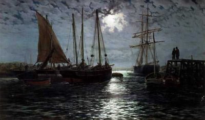 Un port au clair de lune - Thomas Rose Miles