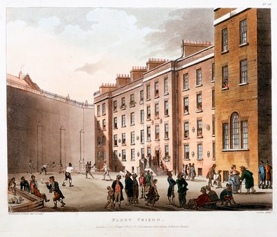 Cour intérieure, prison de Fleet, Londres, 1808-1811 - Thomas Rowlandson, Augustus Charles Pugin