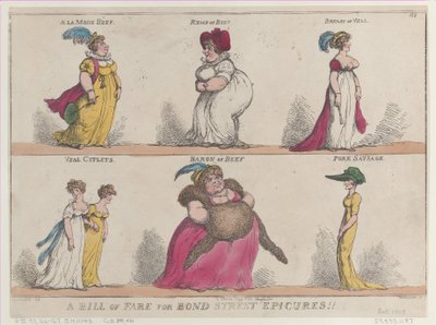 Un menu pour les épicuriens de Bond Street !!, 25 octobre 1808 - Thomas Rowlandson