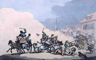 Une course de charrette, pub. par William Holland - Thomas Rowlandson