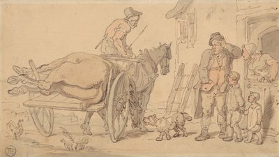 Un cheval mort sur une charrette de boucher - Thomas Rowlandson