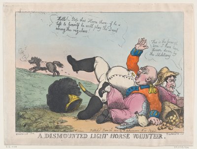 Un volontaire de cavalerie légère démonté, 30 juin 1804 - Thomas Rowlandson