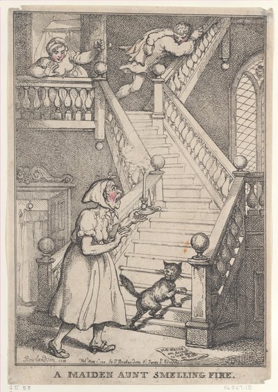 Une tante célibataire sentant le feu - Thomas Rowlandson