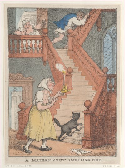 Une tante célibataire sentant le feu, [1er mai 1806], réédité le 1er mai 1812 - Thomas Rowlandson
