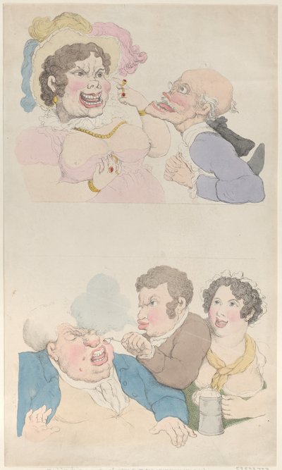 Un homme séduit par une femme, et fumant un client, 1800 - Thomas Rowlandson
