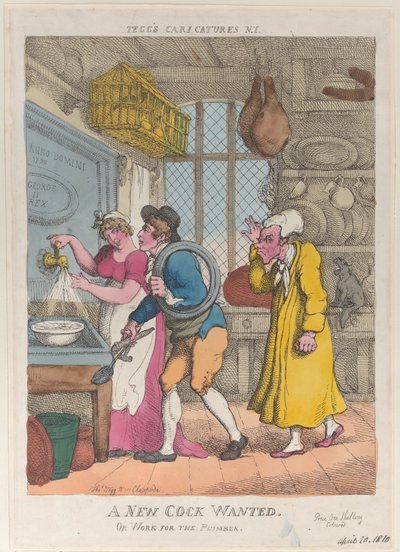 Un nouveau coq recherché, ou Travail pour le plombier, 20 avril 1810 - Thomas Rowlandson