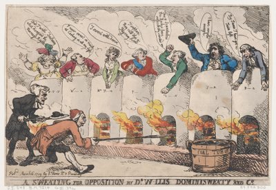 A Sweating for Opposition by Dr. W-llis Dominisweaty and Co., 6 mars 1789 - Thomas Rowlandson