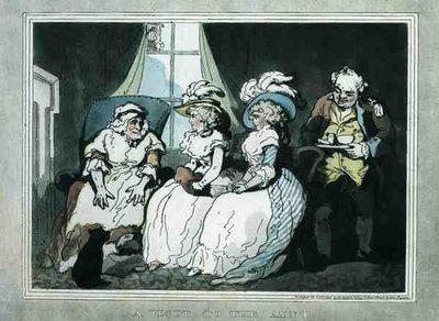 "Une Visite à la Tante", aquatinte par Francis Jukes, publié par E. Jackson - Thomas Rowlandson