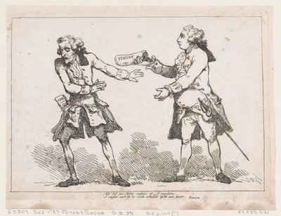Ah laissez-moi Sire le refuser..., de la Pension de Pierre par Peter Pindar, Esq., 1787 - Thomas Rowlandson