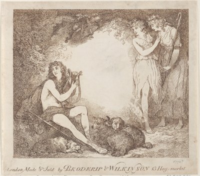 Apollon, Lyra et Daphné Carte de commerce illustrant Marian, un opéra, 1797-99 - Thomas Rowlandson