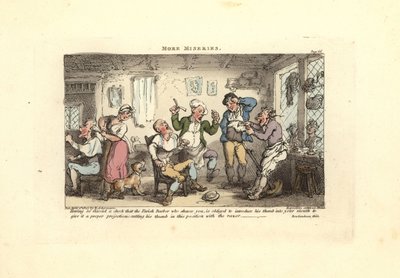 Barbier se coupant le pouce en essayant de raser un client - Thomas Rowlandson