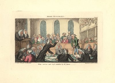 Être nerveux et contre-interrogé par M. Garrow - Thomas Rowlandson