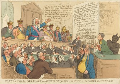 Le procès, la sentence et le discours de mort de Boney - Thomas Rowlandson