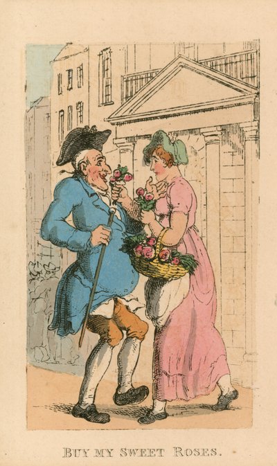 Acheter mes douces roses (gravure en couleur) - Thomas Rowlandson