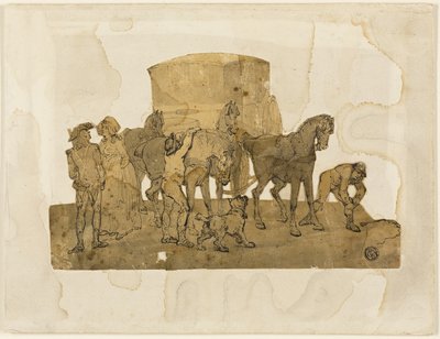 Chevaux de carrosse et palefreniers - Thomas Rowlandson