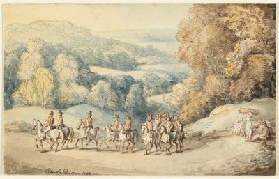 Cavalerie en marche (recto) ; Fragment de croquis de cheval (verso) - Thomas Rowlandson