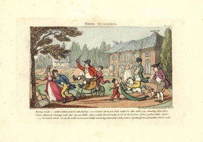 Enfants jouant sur des chariots coupant une allée de gravier nouvellement roulée - Thomas Rowlandson