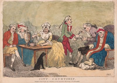 Cour amoureuse en ville, pub. 1786 - Thomas Rowlandson