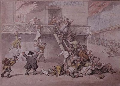 Le théâtre de Cockburn en feu - Thomas Rowlandson