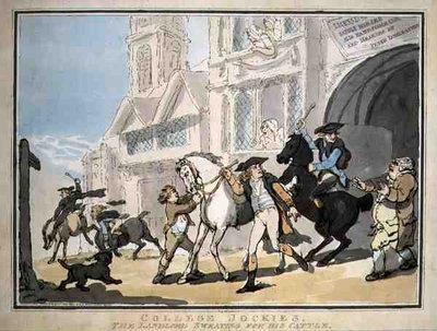 Les Jockeys du Collège, Le Propriétaire Transpirant pour son Bétail, publié par E. Jackson - Thomas Rowlandson