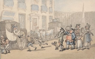 Les conforts de Bath : Arrivée des carrosses - Thomas Rowlandson
