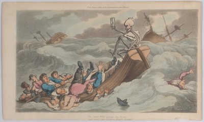 La Mort devenue Pilote de La Danse de la Mort anglaise, vol. II, pl. 9, 1er juin 1815 - Thomas Rowlandson
