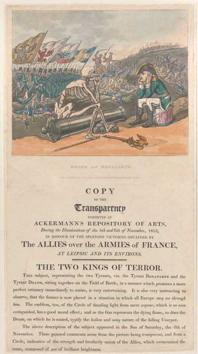 La mort et Bonaparte, les deux rois de la terreur, 1er janvier 1814 - Thomas Rowlandson